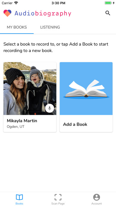 Emulate iPhone app Audiobiography using MyAndroid