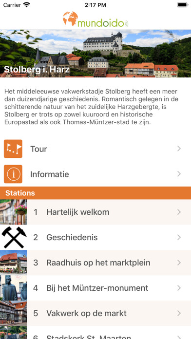 Emulate iPhone app Audioguide Stolberg/Harz - nl using MyAndroid