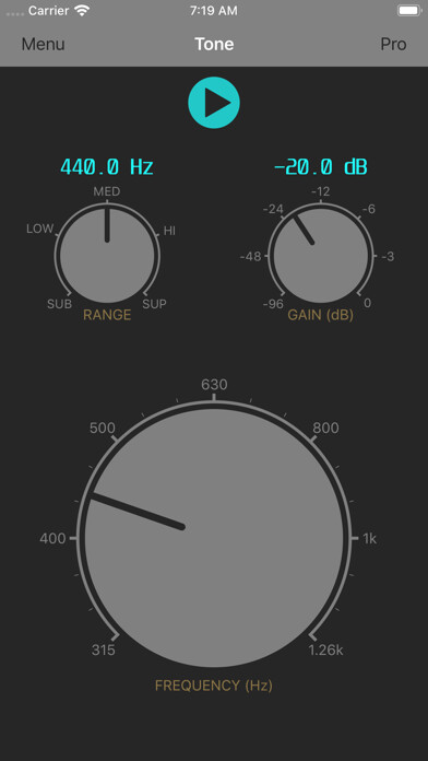 Emulate iPhone app Audio Signal Generator using MyAndroid