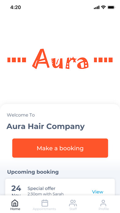 Emulate iPhone app Aura Hair Company using MyAndroid Emulate iPhone app Aura Hair Company using MyAndroid