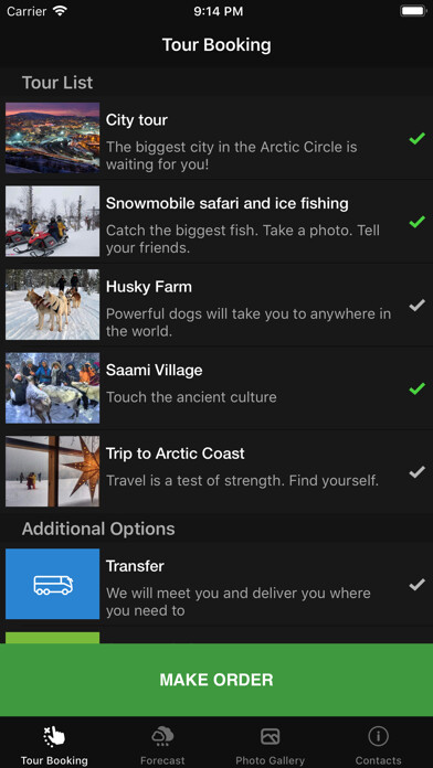 Emulate iPhone app Aurora Borealis Tours using MyAndroid