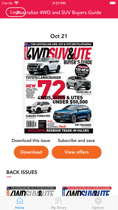 Emulate iPhone app AUS 4WD & SUV Buyers Guide using MyAndroid