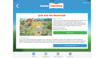 Emulate iPhone app Auslan Storytime using MyAndroid