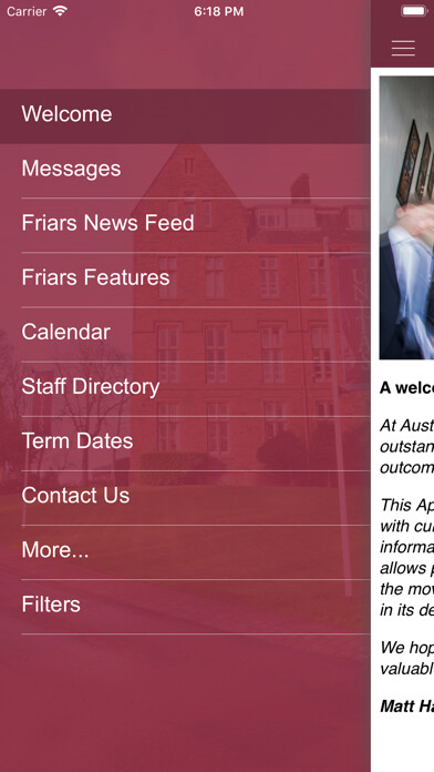 Emulate iPhone app Austin Friars School using MyAndroid