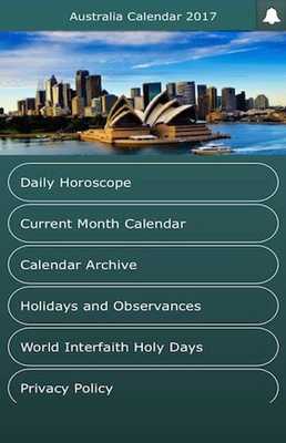 Emulate Android APK Australia Calendar 2017