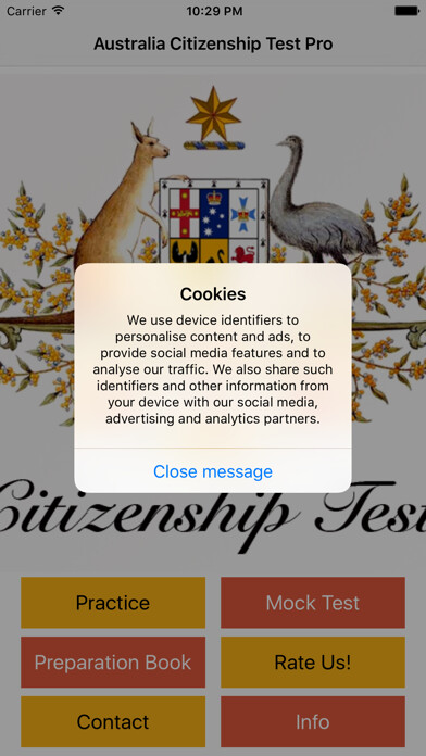 Emulate iPhone app Australia Citizenship Test Pro - Free 500 Question using MyAndroid