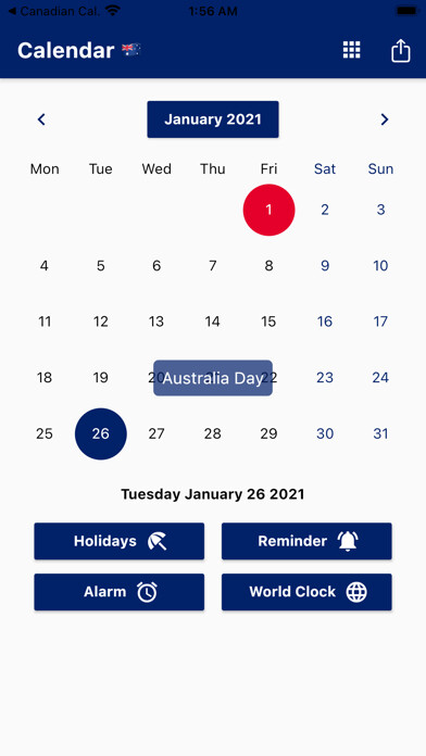 Run android online APK Australian Calendar 2022 from MyAndroid or emulate Australian Calendar 2022 using MyAndroid