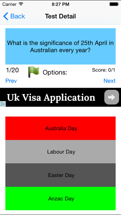 Emulate iPhone app Australian Citizenship Test - Free 480 Questions to practice the citizenship test for Australia using MyAndroid