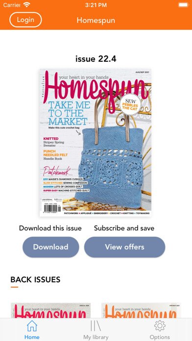 Emulate iPhone app Australian Homespun Magazine using MyAndroid