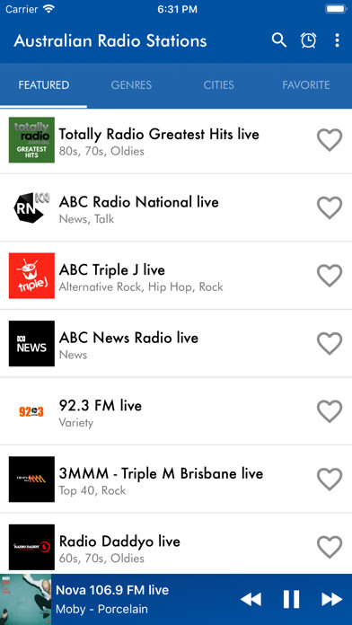 Emulate iPhone app Australian Radio Stations using MyAndroid