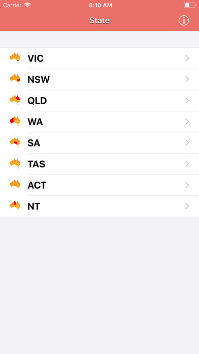 Emulate iPhone app Australian School Holidays using MyAndroid