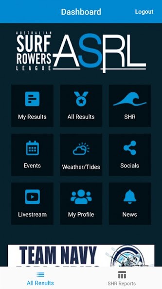 Emulate iPhone app Australian Surf Rowers League. using MyAndroid