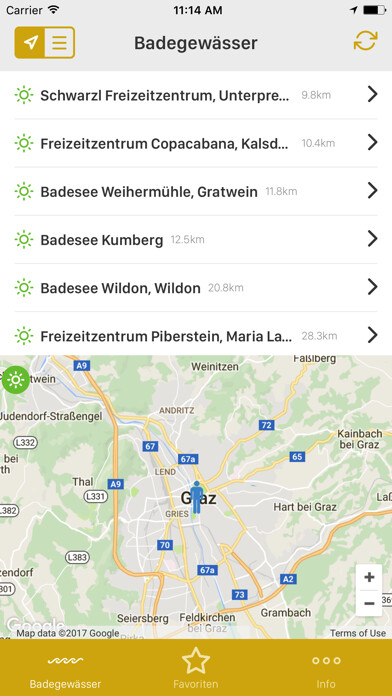 Emulate iPhone app Austrian bathing waters using MyAndroid Emulate iPhone app Austrian bathing waters using MyAndroid