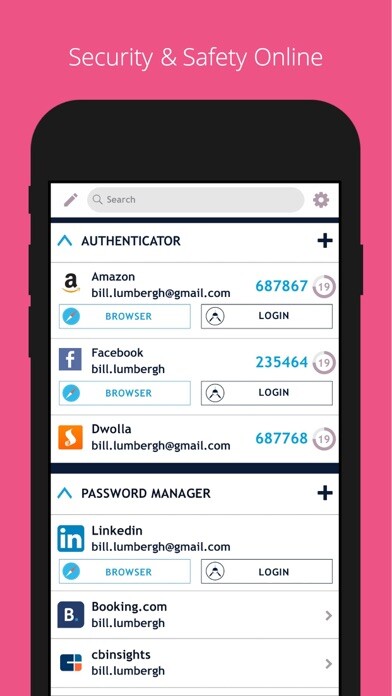 Emulate iPhone app Authenticator Password Manager using MyAndroid