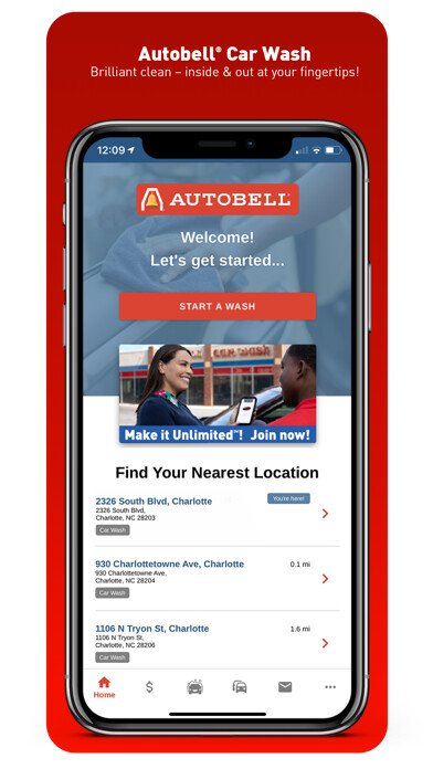 Emulate iPhone app Autobell Car Wash using MyAndroid