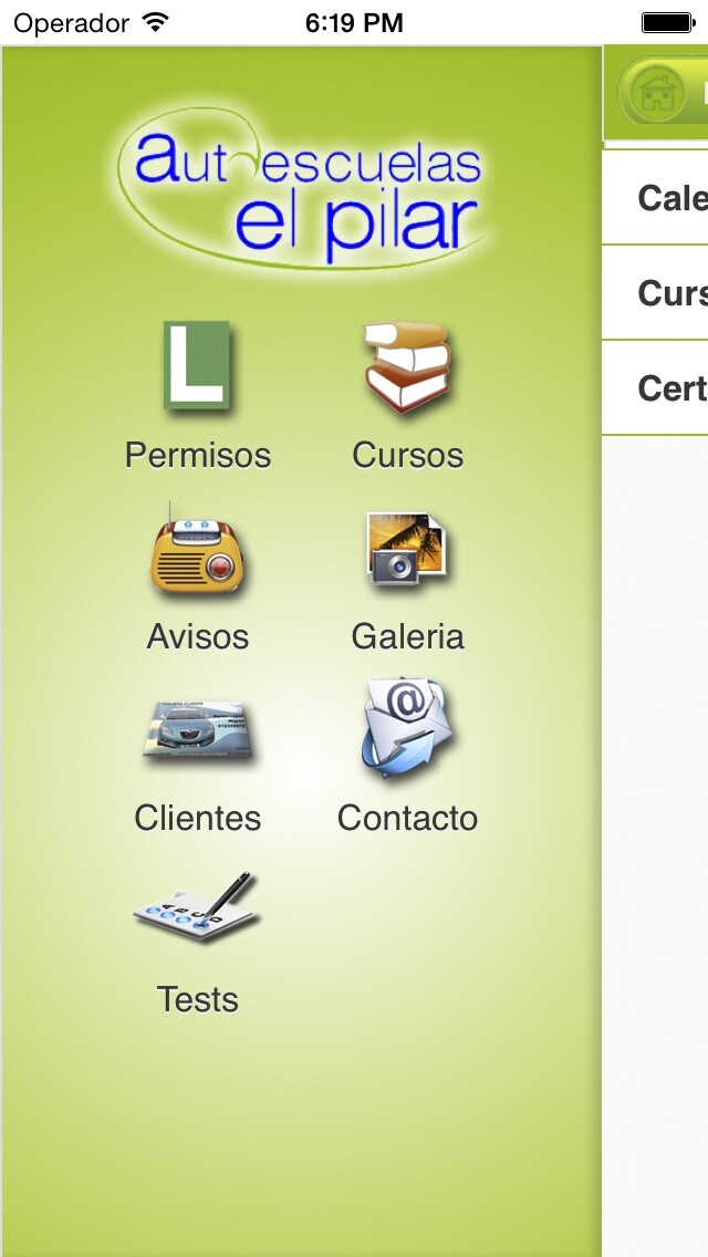 Emulate iPhone app Autoescuelas El Pilar using MyAndroid Emulate iPhone app Autoescuelas El Pilar using MyAndroid
