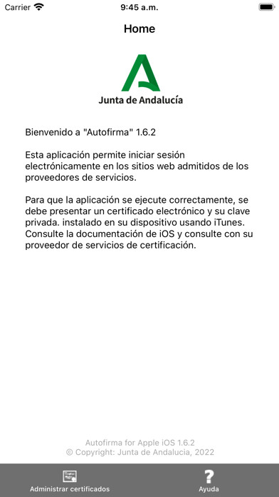 Emulate iPhone app Autofirma Junta de Andaluca using MyAndroid