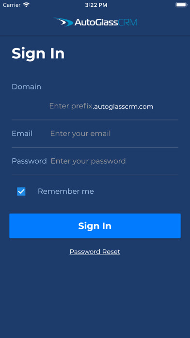 Emulate iPhone app AutoGlassCRM using MyAndroid
