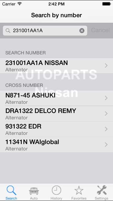 Emulate iPhone app Autoparts for Nissan using MyAndroid