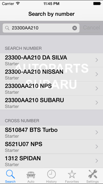 Emulate iPhone app Autoparts for Subaru using MyAndroid