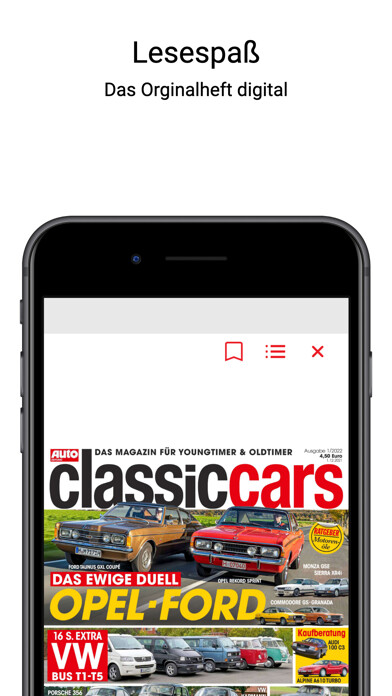 Emulate iPhone app AUTO ZEITUNG classic cars using MyAndroid