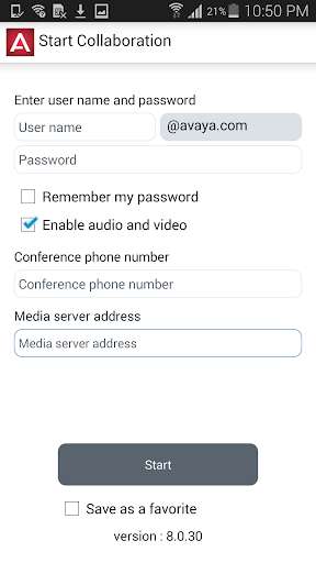 Emulate Android APK Avaya Web Collaboration 8.0