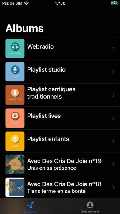 Emulate iPhone app Avec Des Cris De Joie using MyAndroid
