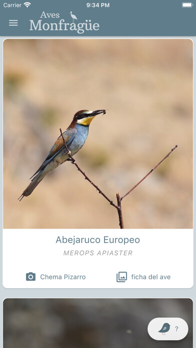 Emulate iPhone app Aves Monfragüe using MyAndroid