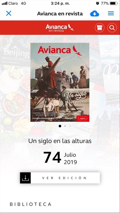 Emulate iPhone app Avianca en Revista using MyAndroid