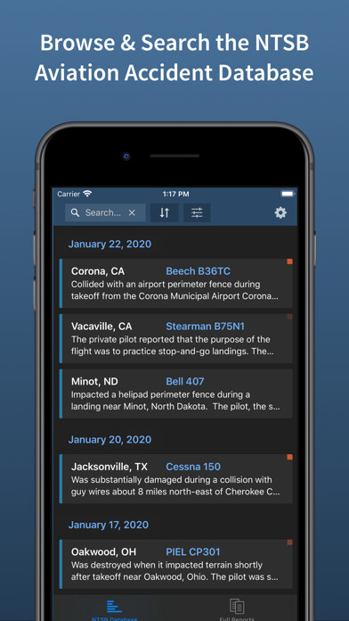 Emulate iPhone app Aviation Accidents using MyAndroid