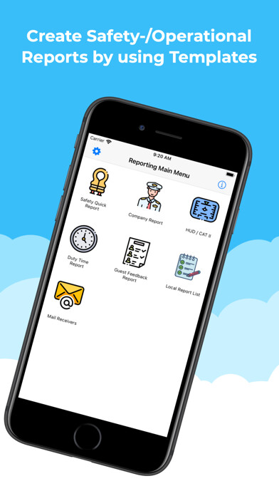 Emulate iPhone app Aviation Report Templates using MyAndroid