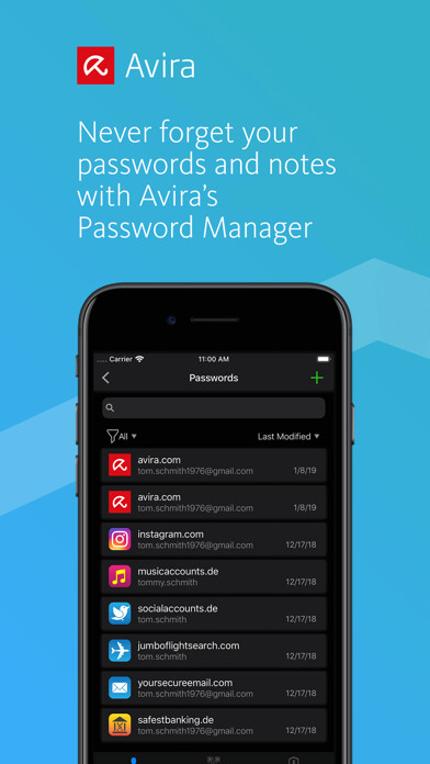 Emulate iPhone app Avira Password Manager using MyAndroid