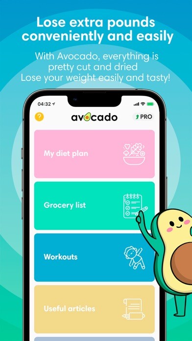 Emulate iPhone app AVOCADO: Diet for weight loss using MyAndroid