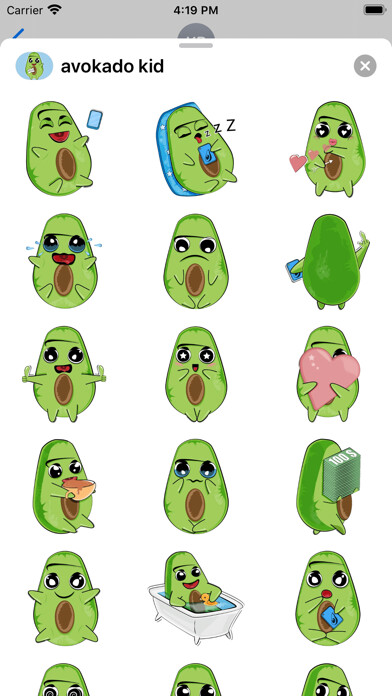 Emulate iPhone app Avocado kid emoji for iMessage using MyAndroid
