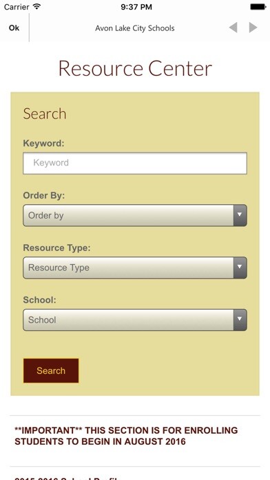 Emulate iPhone app Avon Lake City Schools using MyAndroid