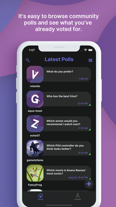 Emulate iPhone app AvsB - Polls using MyAndroid