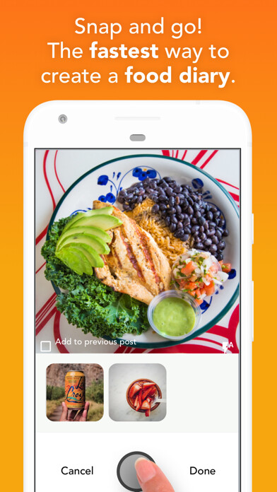 Emulate iPhone app Awesome Meal Food Diet Tracker using MyAndroid