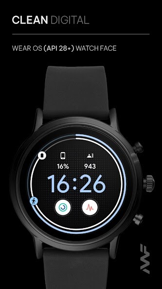 Run android online APK Awf Clean Digital - watch face from MyAndroid or emulate Awf Clean Digital - watch face using MyAndroid