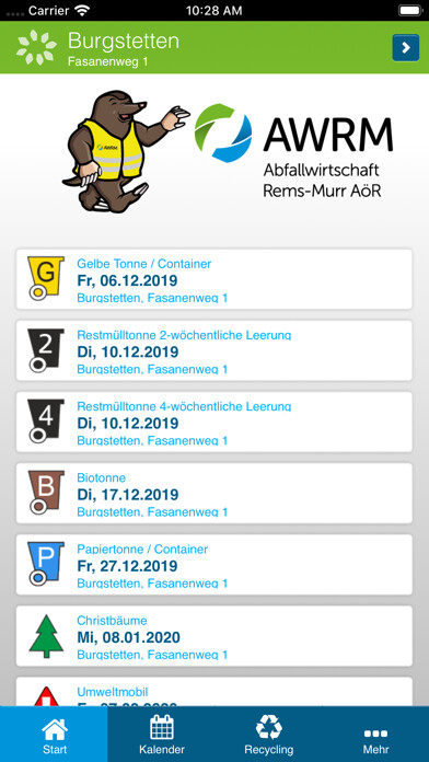 Emulate iPhone app AWRM Abfall-App using MyAndroid
