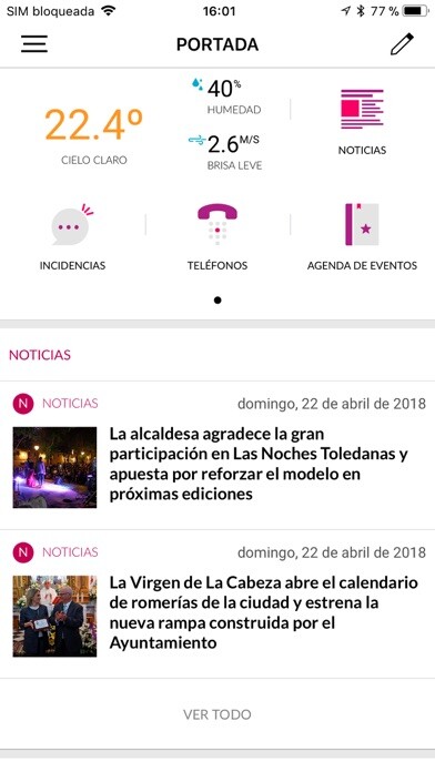Emulate iPhone app Ayuntamiento de Toledo using MyAndroid