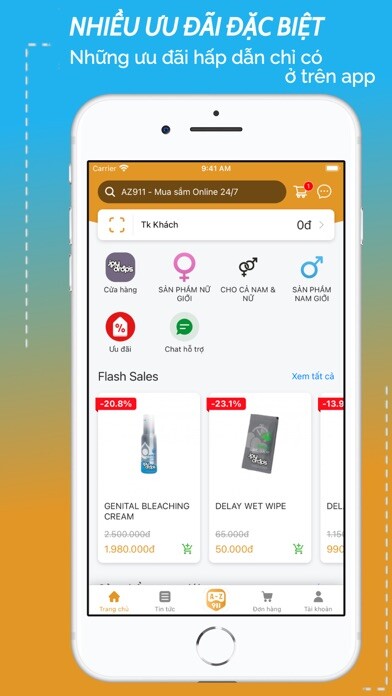 Emulate iPhone app AZ911 – Mua sắm Online 24/7 using MyAndroid