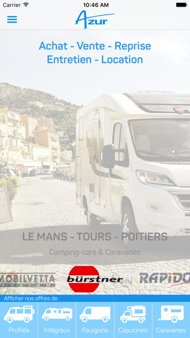 Emulate iPhone app AZUR Camping-cars & Caravanes using MyAndroid Emulate iPhone app AZUR Camping-cars & Caravanes using MyAndroid