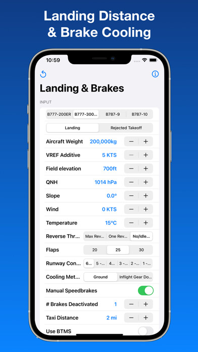 Emulate iPhone app B777/787 Landing & Brake Tool using MyAndroid