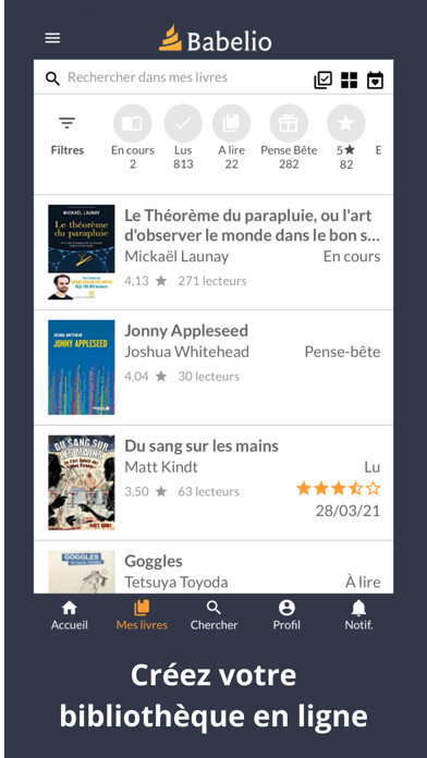 Emulate iPhone app Babelio, ma bibliothèque using MyAndroid Emulate iPhone app Babelio, ma bibliothèque using MyAndroid