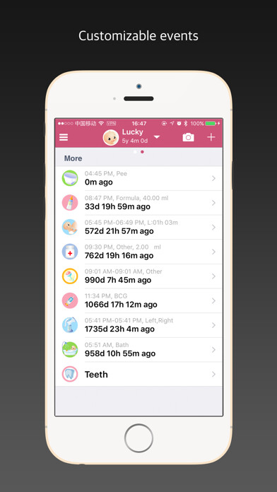 Emulate iPhone app Baby Care - Track baby growth! using MyAndroid