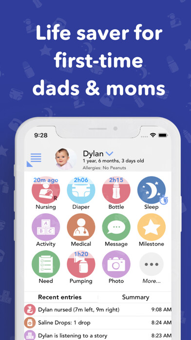 Emulate iPhone app Baby Connect: Newborn Tracker using MyAndroid