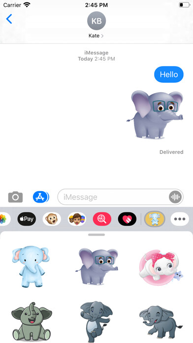 Emulate iPhone app Baby Elephant Stickers using MyAndroid