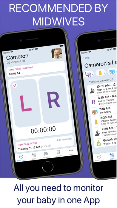 Emulate iPhone app Baby Feed Timer, breastfeeding using MyAndroid