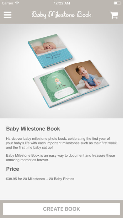 Emulate iPhone app Baby Milestone Book using MyAndroid