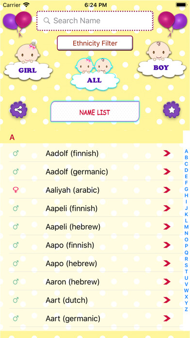 Emulate iPhone app Baby Names Dictionary using MyAndroid Emulate iPhone app Baby Names Dictionary using MyAndroid